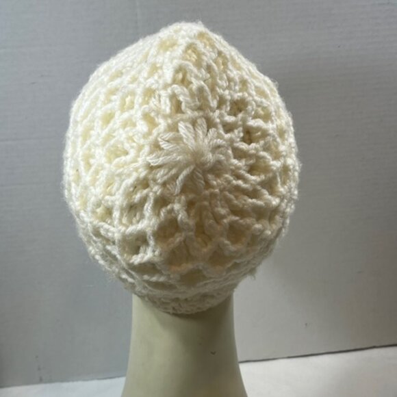 VTG Hand Crocheted White Head Wrap Hat Made in Japan - Picture 4 of 13